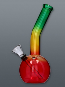 Bongo szklane małe wygięte rasta 5-3654